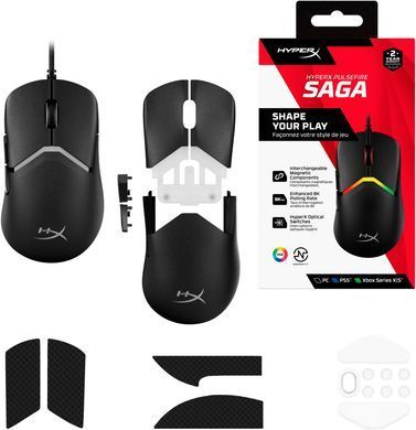 Миша HyperX Pulsefire SAGA, RGB, USB-A, чорний (A2PB3AA) [104174]