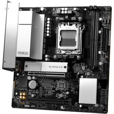 Материнська плата ASRock (AM5/B850, 2*DDR5, PCIex16, HDMI/DP, 4xSATAIII,2xM.2, 2.5GLan, mATX) (B850M ROCK WIFI) [405616]