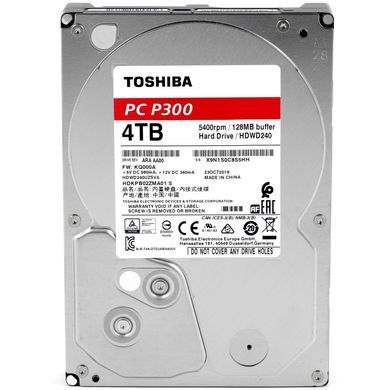 Накопичувач HDD SATA 4.0TB Toshiba P300 5400rpm 128MB (HDWD240UZSVA) [613266]