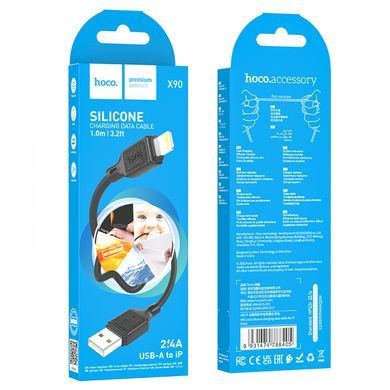 Кабель HOCO X90 Cool silicone charging data cable for iP Black (6931474788405) [803258]