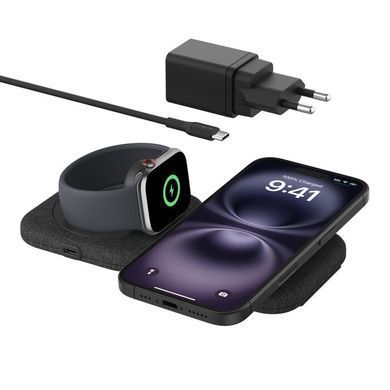 Зарядний пристрій бездротовий Belkin 2в1 15Вт Travel Pad Qi2 (WIZ026VFBK) [109037]