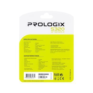 Накопичувач SSD 120GB Prologix S320 2.5" SATAIII 3D TLC (PRO120GS320) [607927]
