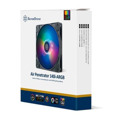 Корпусний вентилятор Silver Stone Air Penetrator AP140I-ARGB 140мм, 500-2000rpm, 4pin PWM, 3pin +5VARGB, 14.9-41.3dBa, чорний (SST-AP140I-ARGB) [109589]