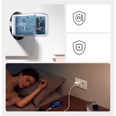 Мережевий зарядний пристрій Anker PowerPort 521 Nano Pro White, 40 W, 2хUSB Type-C (A2038G21) [603241]