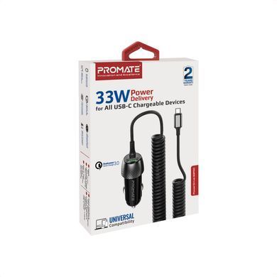 Автомобільний зарядний пристрій Promate PowerDrive-33PDC 33W Black (powerdrive-33pdc.black) [603401]