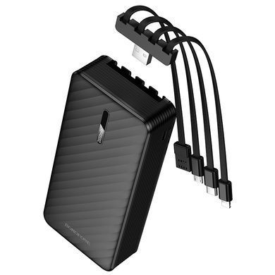 Зовнішній акумулятор BOROFONE BJ84A Smooth power bank with four cables(20000mAh) Black (6941991126178) [806426]