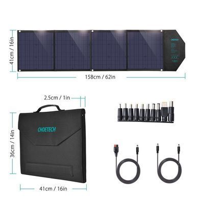 Сонячна панель Choetech 80W DC80W, 5V/2.4A USB + 5V/2.4A QC3.0 + USB-C PD3.0 30W, 158x41см (SC007) [401636]