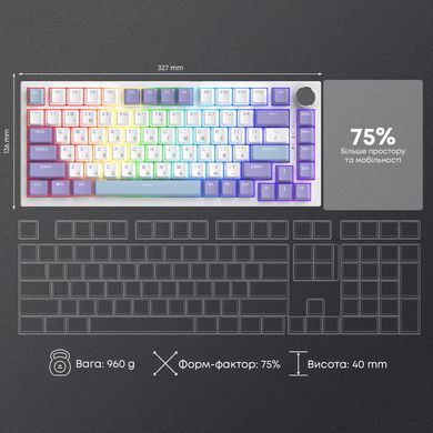 Клавіатура Ajazz AK820 Sea Salt Switch White USB-C (AK820-SS-PWB) [619471]