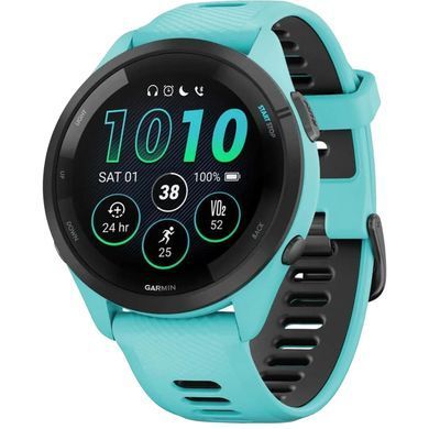 Смарт-годинник Garmin Forerunner 265 Black Bezel with Aqua Case and Aqua/Black Silicone Band (010-02810-12) [621428]