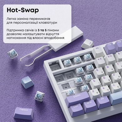 Клавіатура Ajazz AK820 Sea Salt Switch White USB-C (AK820-SS-PWB) [619471]