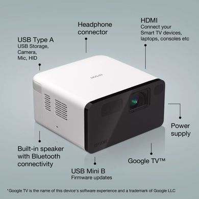 Проєктор Epson EF-21W FHD, 1000 lm, LASER, 1, Google TV, Diamond White (V11HB35040) [105414]