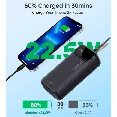 Універсальна мобільна батарея CHOETECH PD22.5W Digital PB 30000mAh (B730) [302463]