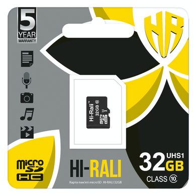 Карта пам`ятi MicroSDHC 32GB UHS-I Class 10 Hi-Rali (HI-32GBSD10U1-00) [606956]