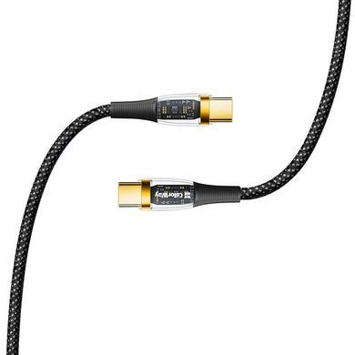 Кабель ColorWay USB Type-C - USB Type-C (M/M), transparent head, PD Fast Charging, 5 А, 100 W, 1.2 м, Black (CW-CBPDCC053-BK) [604037]