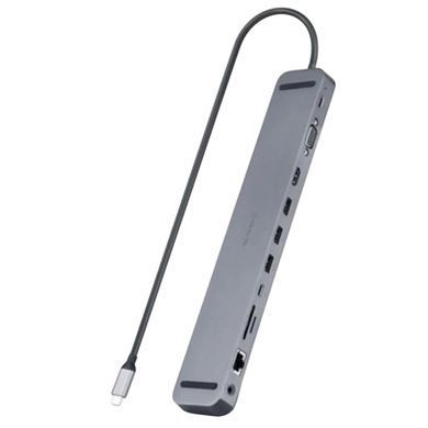 USB-хаб REAL-EL CQ-1000 USB3.0х3/USB-C/HDMI/VGA/RJ45/SD/TF/3.5 mm audio, 0.4m, Space Grey (EL123110005) [605114]