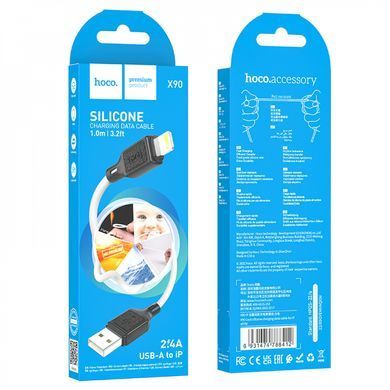 Кабель HOCO X90 Cool silicone charging data cable for iP White (6931474788412) [803260]
