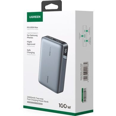 УМБ Ugreen 20000mAh 100W PD,QC, USB-A, 2xUSB-С Grey (PB720) (25188) [402264]