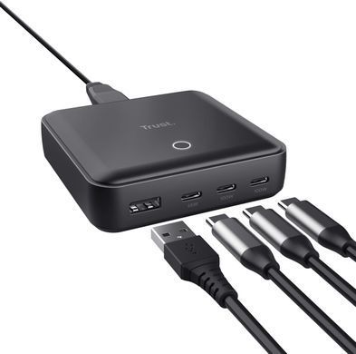Зарядний пристрій мережевий Trust Maxo 100Вт, 3xUSB-C/USB-A,PD, чорний (25242_TRUST) [108429]