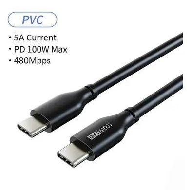 Кабель Cabletime USB Type-C - USB Type-C (M/M) PD 100W, 2 м, Black (CU02L) [615256]