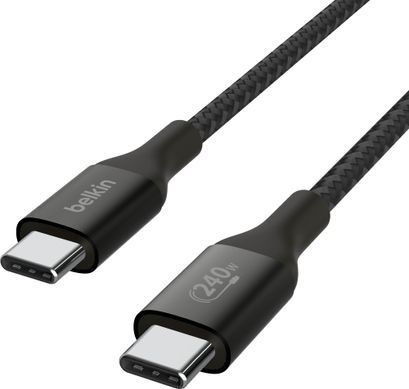 Кабель USB-C > USB-C заряджання/синхронізації Belkin 1м, 240Вт, Type-C, плетений, чорний (CAB015BT1MBK) [108672]