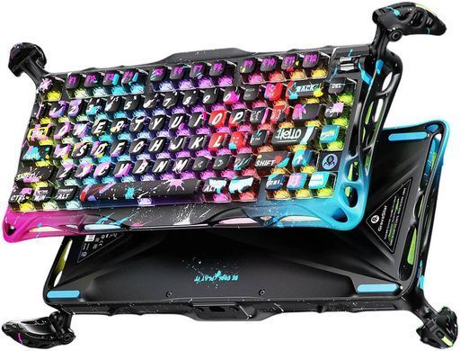 Клавіатура магнітна GravaStar Mercury V75 Pro 80keys, Magnetic Jade Gaming, 8K, USB-A, RGB, Neon Graffiti (GSV75PRO_U_CG_BLK) [114393]