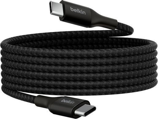 Кабель USB-C > USB-C заряджання/синхронізації Belkin 1м, 240Вт, Type-C, плетений, чорний (CAB015BT1MBK) [108672]