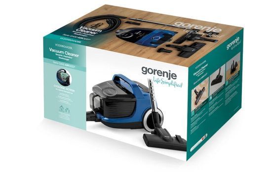 Пилосос Gorenje контейнерний, 850Вт, конт пил -3.3л, HEPA, телескоп трубка, синій (VC2206G4ADBL) [110851]