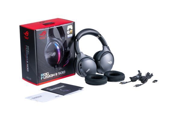 Гарнітура ігрова ASUS ROG Fusion II 500, mini-jack/USB-С, RGB, 1.5м/1.5м, чорний (90YH02W5-B2UA00) [17271]
