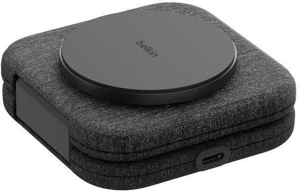 Зарядний пристрій бездротовий Belkin 2в1 15Вт Travel Pad Qi2 (WIZ026VFBK) [109037]