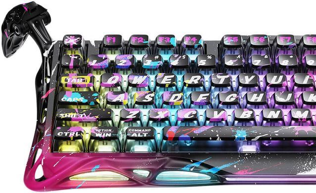 Клавіатура магнітна GravaStar Mercury V75 Pro 80keys, Magnetic Jade Gaming, 8K, USB-A, RGB, Neon Graffiti (GSV75PRO_U_CG_BLK) [114393]