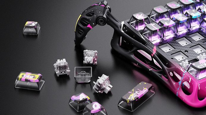 Клавіатура магнітна GravaStar Mercury V75 Pro 80keys, Magnetic Jade Gaming, 8K, USB-A, RGB, Neon Graffiti (GSV75PRO_U_CG_BLK) [114393]