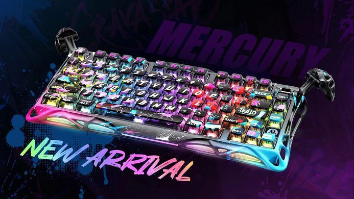 Клавіатура магнітна GravaStar Mercury V75 Pro 80keys, Magnetic Jade Gaming, 8K, USB-A, RGB, Neon Graffiti (GSV75PRO_U_CG_BLK) [114393]