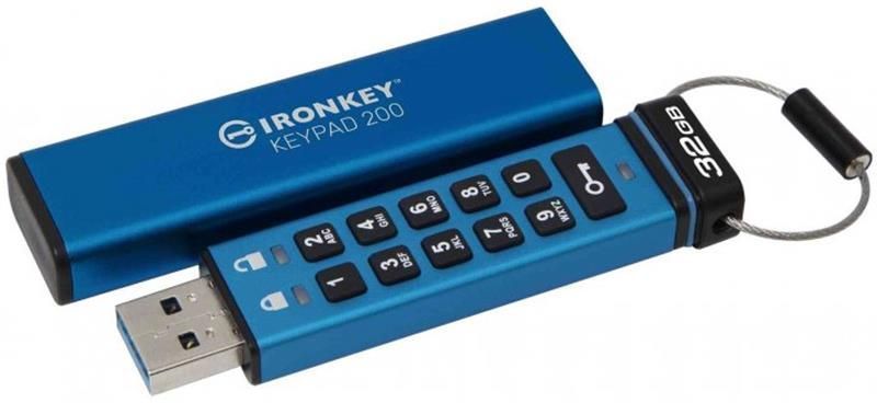 Флеш-накопичувач USB3.2 32GB Kingston IronKey Keypad 200 Type-A Blue (IKKP200/32GB) [611316]