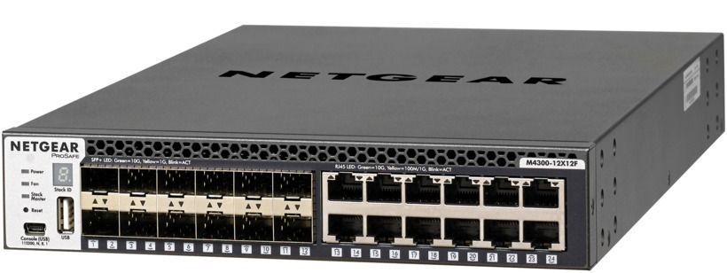 Комутатор NETGEAR M4300-12X12F (XSM4324S) 12x10GE, 12xSFP+, керований L3 з можливістю стекування (XSM4324S-100NES) [15008]