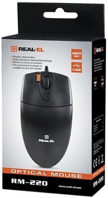 Миша REAL-EL RM-220 Black (EL123200026) [606373]