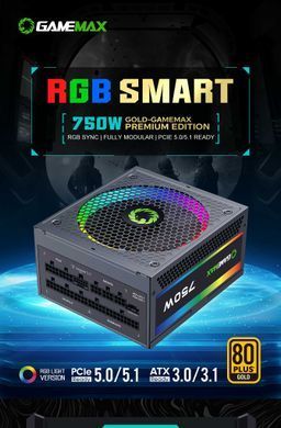 Блок живлення GAMEMAX (RGB 750 PRO (ATX3.1 PCIe5.1)) [303197]