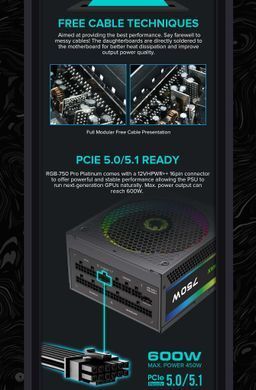 Блок живлення GAMEMAX (RGB 750 PRO (ATX3.1 PCIe5.1)) [303197]