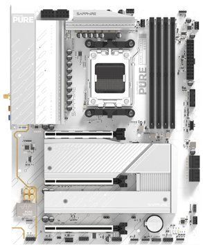Материнcька плата SAPPHIRE PURE B850A WIFI7 sAM5 B850 4xDDR5 M.2 HDMI DP Wi-Fi BT ATX білий (52123-11-40G) [113258]