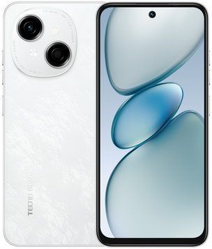 Смартфон TECNO Spark Go 1 (KL4) 6.67" 4/128ГБ, 2SIM, 5000мА&bull;год, Glittery White (4894947036194) [11260]
