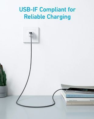 Кабель Anker 322 USB-A to USB-C - 0.9m Nylon Black (A81H5G11) [202008]
