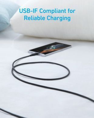 Кабель Anker 322 USB-A to USB-C - 0.9m Nylon Black (A81H5G11) [202008]