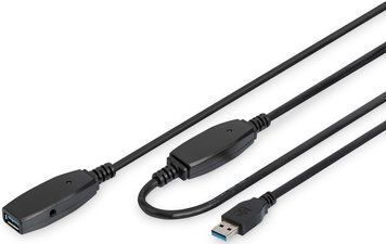 Подовжувач DIGITUS USB 3.0 Active Cable, A/M-A/F, 15м, чорний (DA-73106) [108531]