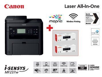 Багатофункційний пристрій А4 ч/б Canon i-SENSYS MF237w з Wi-Fi + 2 картриджа Canon 737 (1418C170AA) [615568]