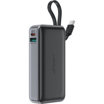 УМБ Acefast 10000mAh 30W PD USB-A,USB-C In/Out, with built-in USB-C cable M7 Black (6974316283379) [402213]