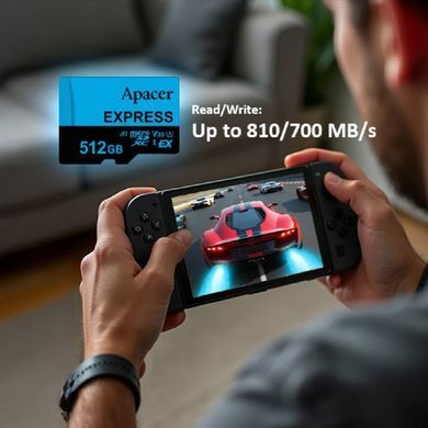 Карта пам'яті microSDXC (UHS-1 U3) Apacer Express 512Gb class 10 V30 A1 Read/Write:810/700 MB/sec (Compatible with Nintendo Switch 2) (AP512GMCEXG3X17-RA) [806418]