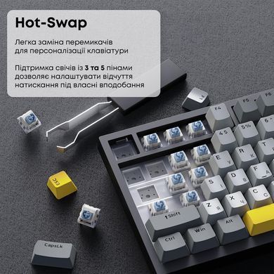 Клавіатура Ajazz AK820 Sea Salt Switch Black USB-C (AK820-SS-BGY) [619472]
