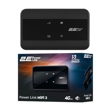Мобільний маршрутизатор 2E PowerLink (MiFi-2) LTE, Wi-Fi4, 1xType-C, 1xCRC9, 2100мА&bull;год чорний (694743655346) [104697]
