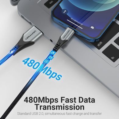 Кабель Vention USB 2.0 A to Lightning Cable 1M Gray Aluminum Alloy Type (LABHF) [802301]