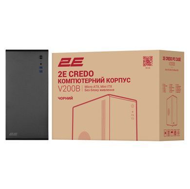 Корпус 2E Credo V200B без БЖ, 2xUSB3.0, 1x80мм, VGA 250мм, mATX, чорний (2E-V200B) [112405]