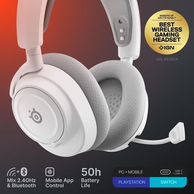Ігрова гарнітура SteelSeries Arctis Nova 7 Gen 2 Wireless White /PC/PS/SW/MAC/MOB (61731) [404493]